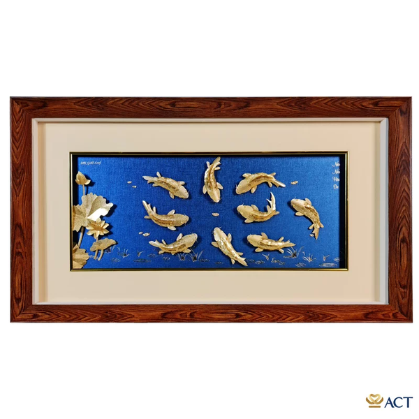 Tranh Cửu Ngư dát vàng 24k ACT GOLD ISO 9001:2015 (Mẫu 3)