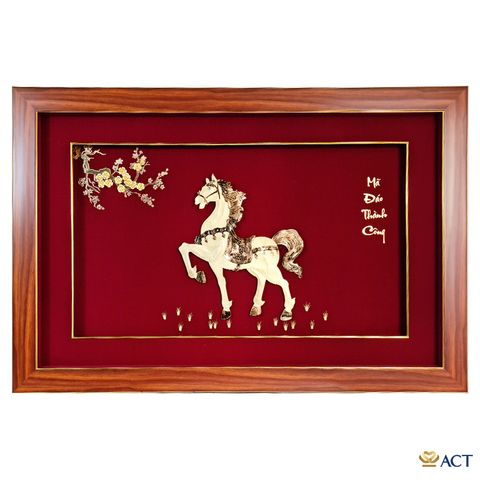 Quà tặng Tranh Ngựa Tài Lộc dát vàng 24k ACT GOLD ISO 9001:2015 (Mẫu 1)