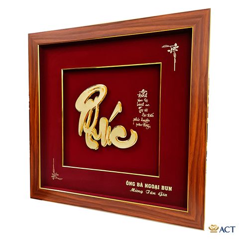 Quà tặng tranh thư pháp chữ PHÚC dát vàng 24k ACT GOLD ISO 9001:2015