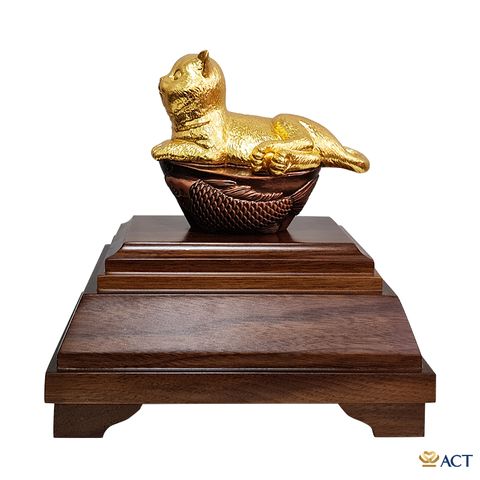 Quà tặng Tượng Mèo Hoàng Gia dát vàng 24k ACT GOLD ISO 9001:2015