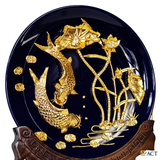 Quà tặng Đĩa Cá Chép Hoa Sen dát vàng 24k ACT GOLD ISO 9001:2015 (Mẫu 2)
