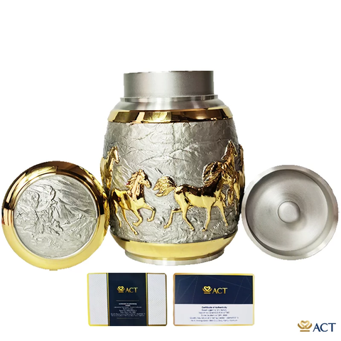 Qùa tặng Hộp Trà Ngựa Mạ Vàng dát vàng 24k ACT GOLD ISO 9001:2015