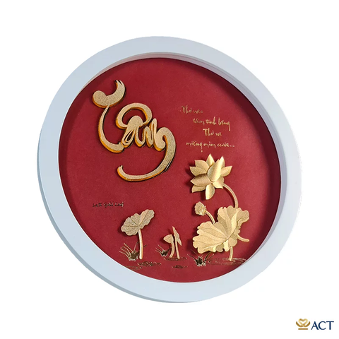Quà tặng Tranh Chữ Tâm dát vàng 24k ACT GOLD ISO 9001:2015(Mẫu 2)