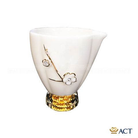 Quà tặng Bộ trà cao cấp pha lê Swarovski – sứ đúc vàng (loe) dát vàng 24k ACT GOLD ISO 9001:2015
