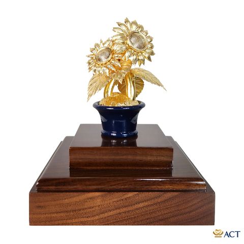 Quà tặng Chậu Hướng Dương dát vàng 24k ACT GOLD ISO 9001:2015 (Mẫu 2)