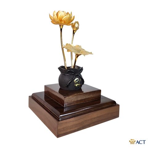 Chậu Sen 3 Cành dát vàng 24k ACT GOLD