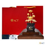 Quà tặng Chậu Sen 8 Cành Chữ Phúc dát vàng 24k ACT GOLD ISO 9001:2015