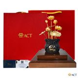 Quà tặng Chậu Sen 9 Cành Chữ Phúc dát vàng 24k ACT GOLD ISO 9001:2015