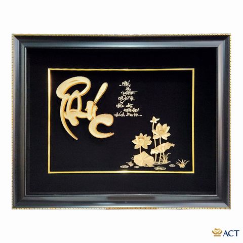 Tranh chữ Phúc hoa Sen dát vàng 24k ACT GOLD