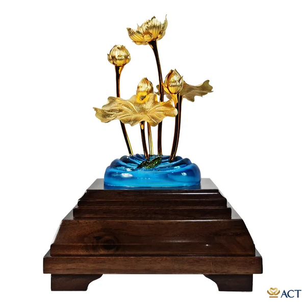 Quà tặng Cá Chép Hoa Sen dát vàng 24k ACT GOLD ISO 9001:2015