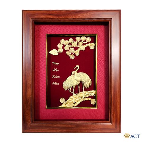 Tranh Tùng Hạc dát vàng 24k ACT GOLD