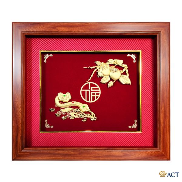 Quà tặng Tranh Gậy Như Ý dát vàng 24k ACT GOLD ISO 9001:2015