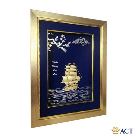 Quà tặng tranh Thuyền dát vàng 24k ACT GOLD ISO 9001:2015