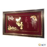 Quà tặng Tranh Chữ Thọ Hoa Sen dát vàng 24k ACT GOLD ISO 9001:2015