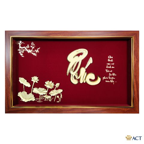 Tranh chữ Phúc hoa Sen dát vàng 24k ACT GOLD