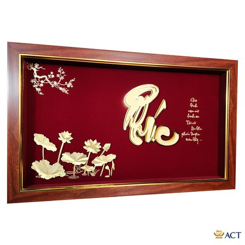 Tranh chữ Phúc hoa Sen dát vàng 24k ACT GOLD