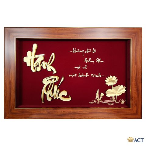 Tranh Chữ Hạnh Phúc Hoa Sen dát vàng 24k ACT GOLD ISO 9001:2015