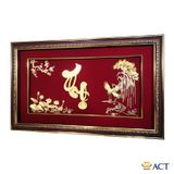 Quà tặng Tranh Chữ Thọ Hoa Sen dát vàng 24k ACT GOLD ISO 9001:2015