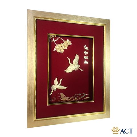 Quà tặng Tranh Đôi Chim Hạc dát vàng 24k ACT GOLD ISO 9001:2015