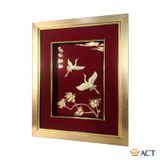 Quà tặng Tranh Đôi Chim Hạc dát vàng 24k ACT GOLD ISO 9001:2015