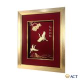 Quà tặng Tranh Đôi Chim Hạc dát vàng 24k ACT GOLD ISO 9001:2015