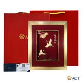 Quà tặng Tranh Đôi Chim Hạc dát vàng 24k ACT GOLD ISO 9001:2015