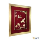 Quà tặng Tranh Đôi Chim Hạc dát vàng 24k ACT GOLD ISO 9001:2015