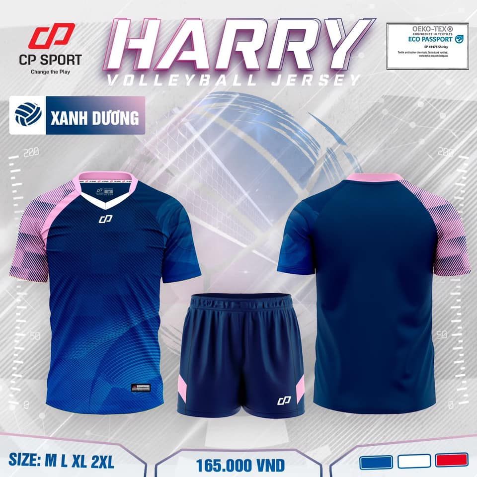 Bộ quần áo bóng chuyền Nam/ Nữ Cp sport HARRY 2022 màu trắng xanh