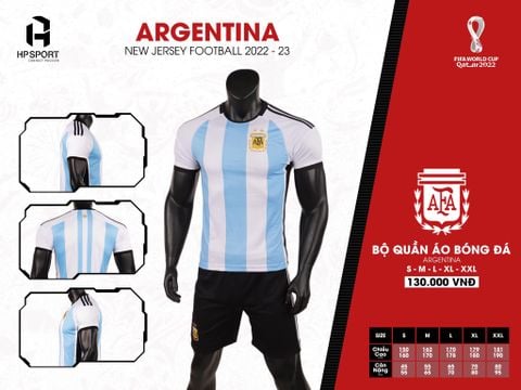 Áo Argentina 2022- 2023 màu trắng sọc xanh hàng Việt Nam