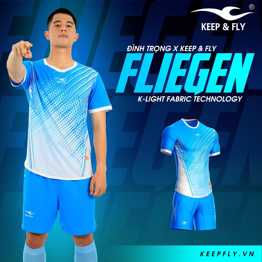 Áo đấu không logo đặt đội Fliegen (KF) Màu xanh biển