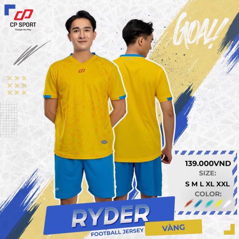 Bộ bóng đá không logo RYDER Cp sport 2022 mẫu mới màu vàng