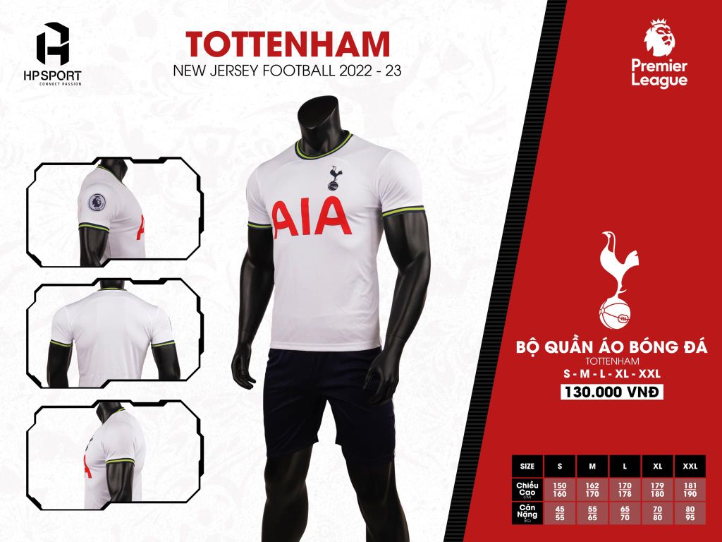 Áo Tottenham trắng 2022- 2023 sân nhà hàng Việt Nam