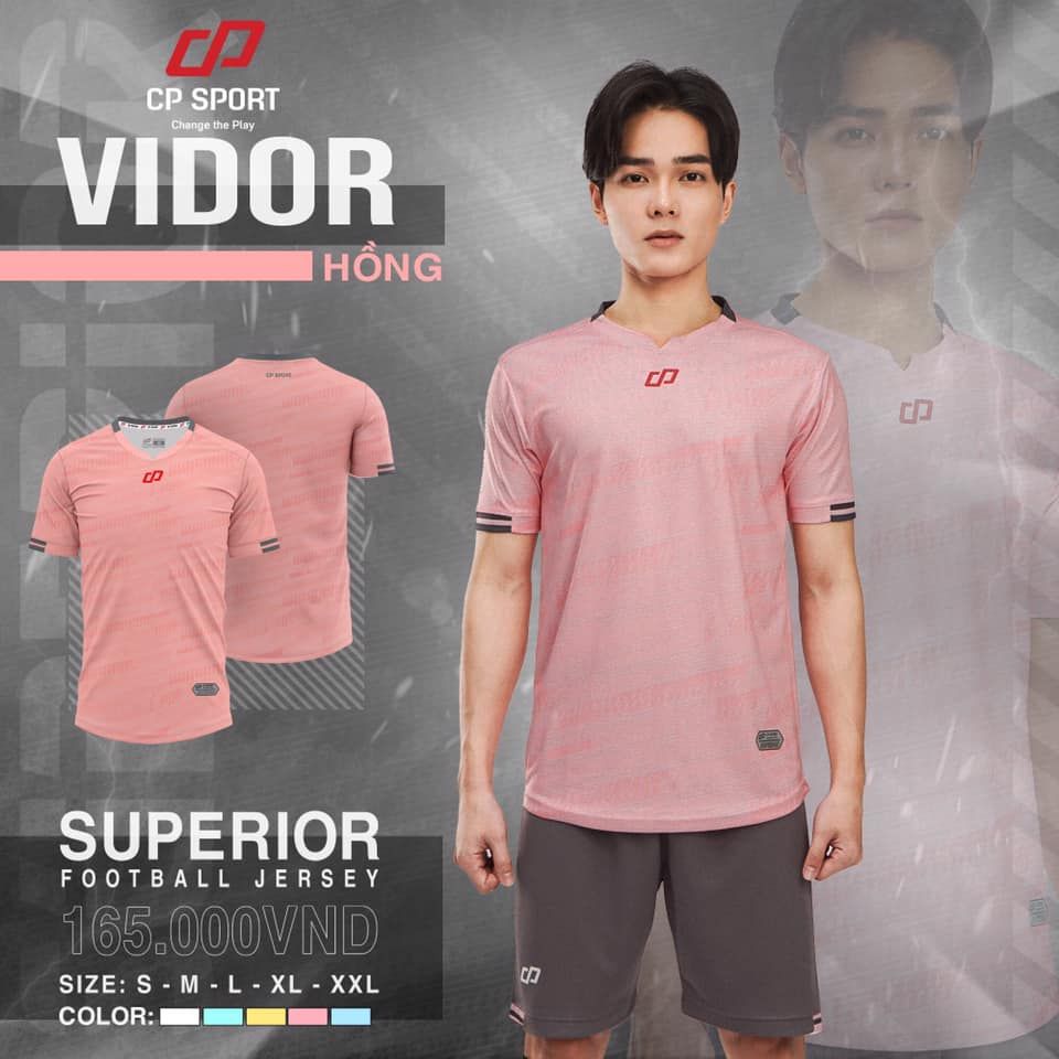 Áo đấu không logo Vidor CP Sport mẫu mới màu hồng