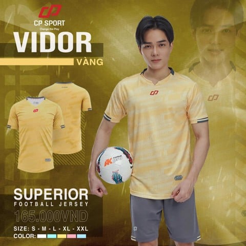 Áo đấu không logo Vidor CP Sport mẫu mới màu vàng