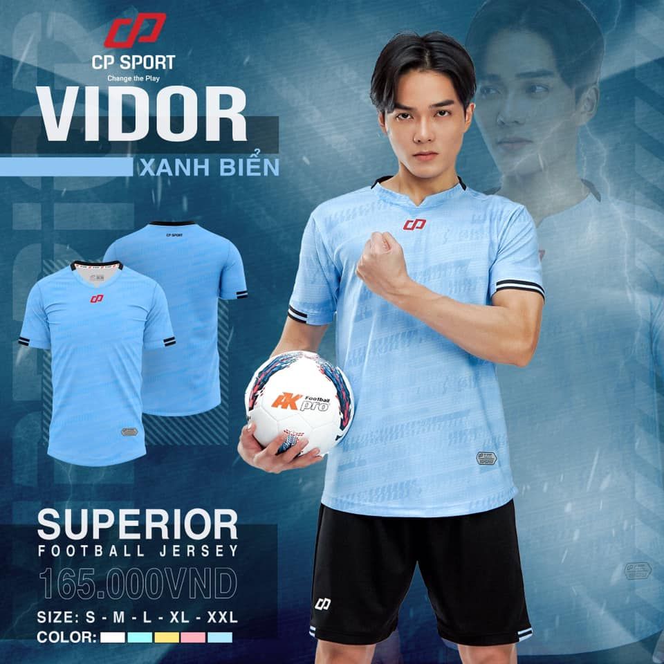 Áo đấu không logo Vidor CP Sport mẫu mới màu xanh biển