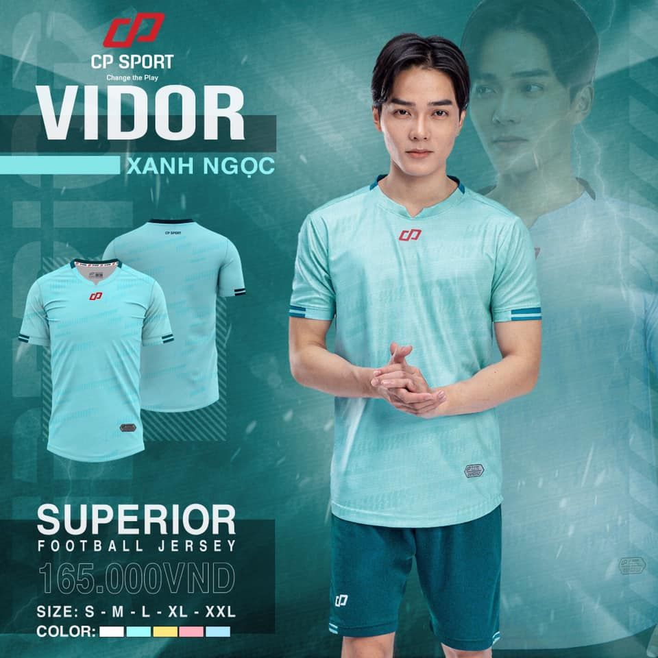 Áo đấu không logo Vidor CP Sport mẫu mới màu xanh ngọc