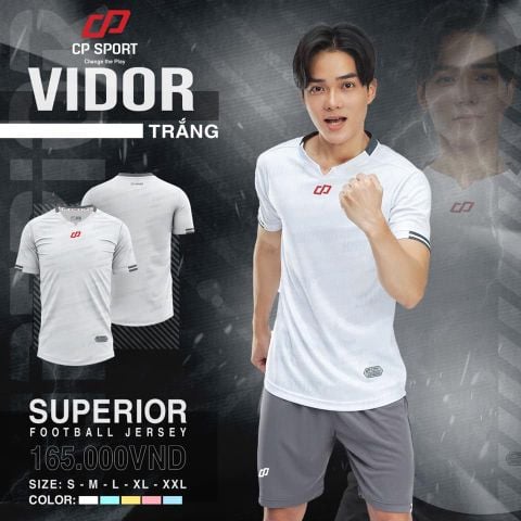 Áo đấu không logo Vidor CP Sport mẫu mới màu trắng