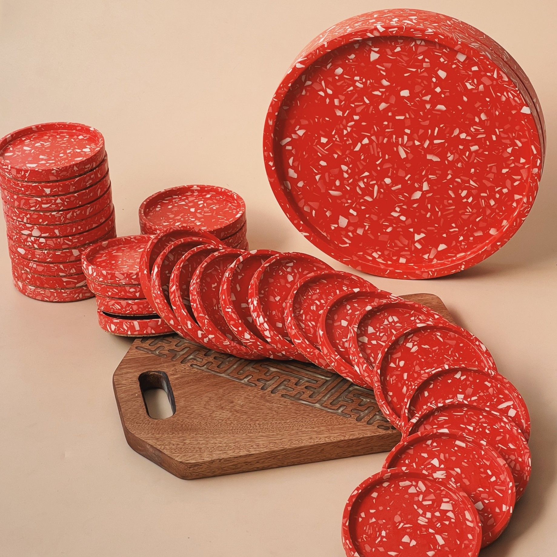 Lót Ly - Khay Tròn Terrazzo