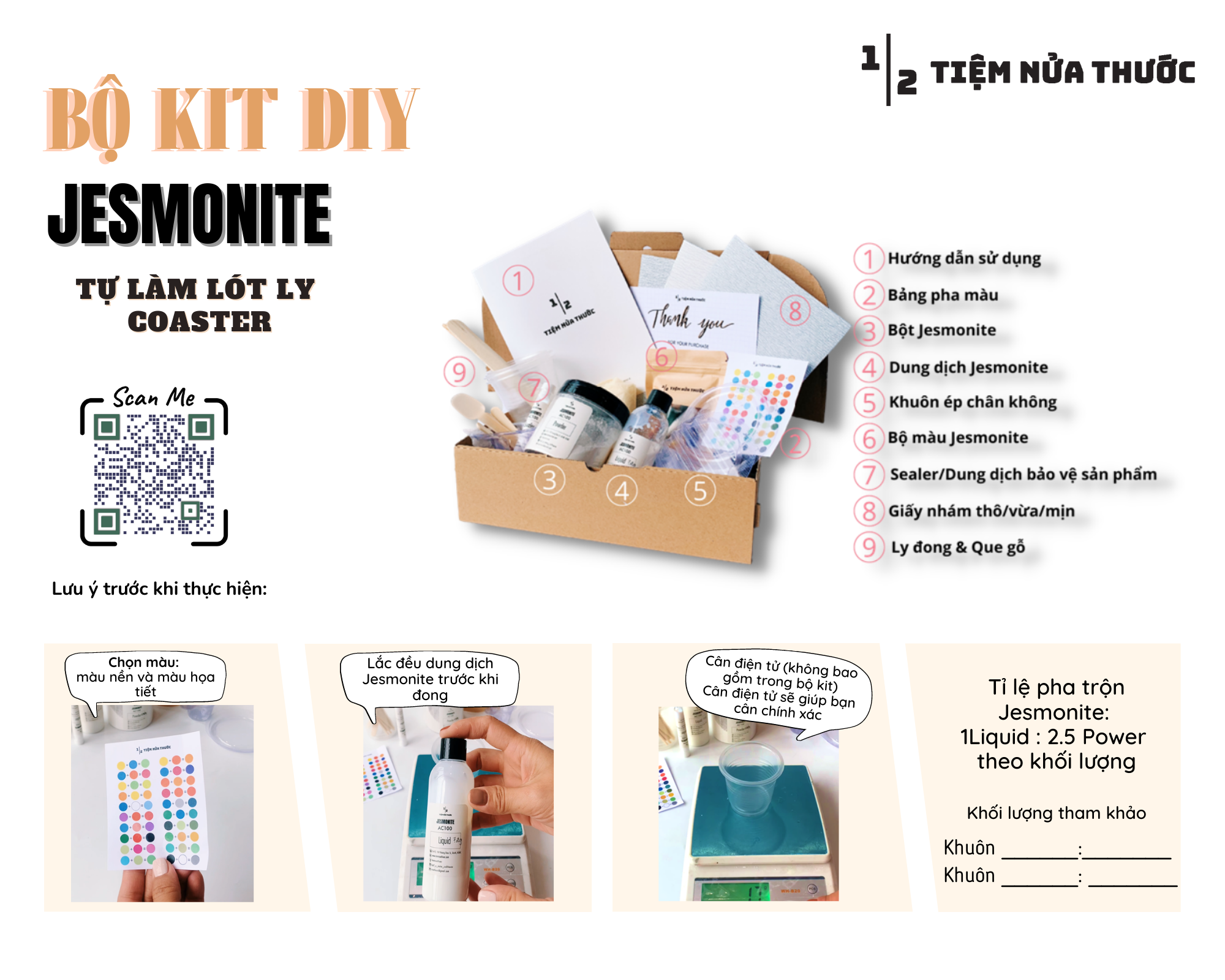 Bộ KIT Jesmonite DIY - 1kg