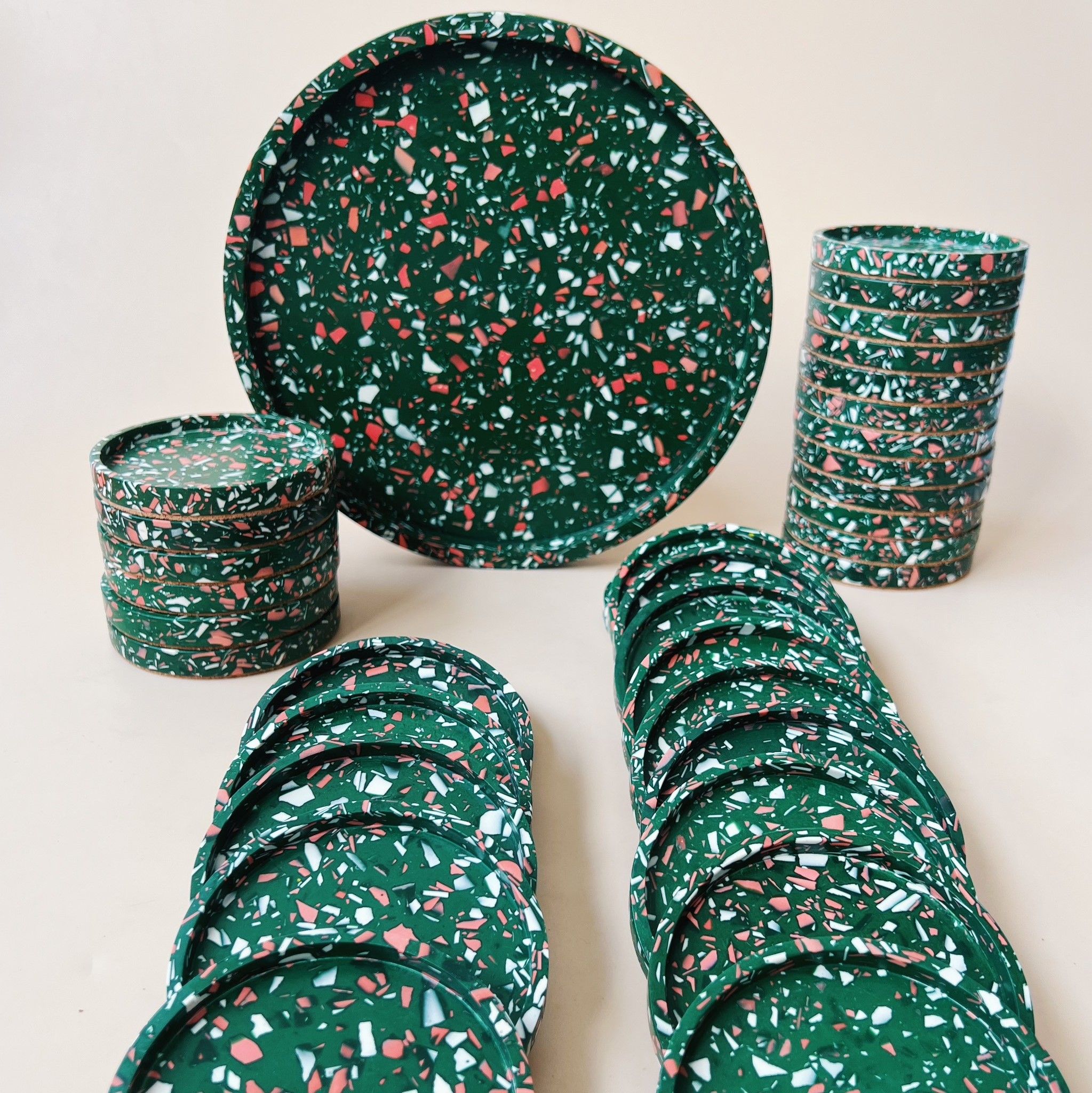 Lót Ly - Khay Tròn Terrazzo