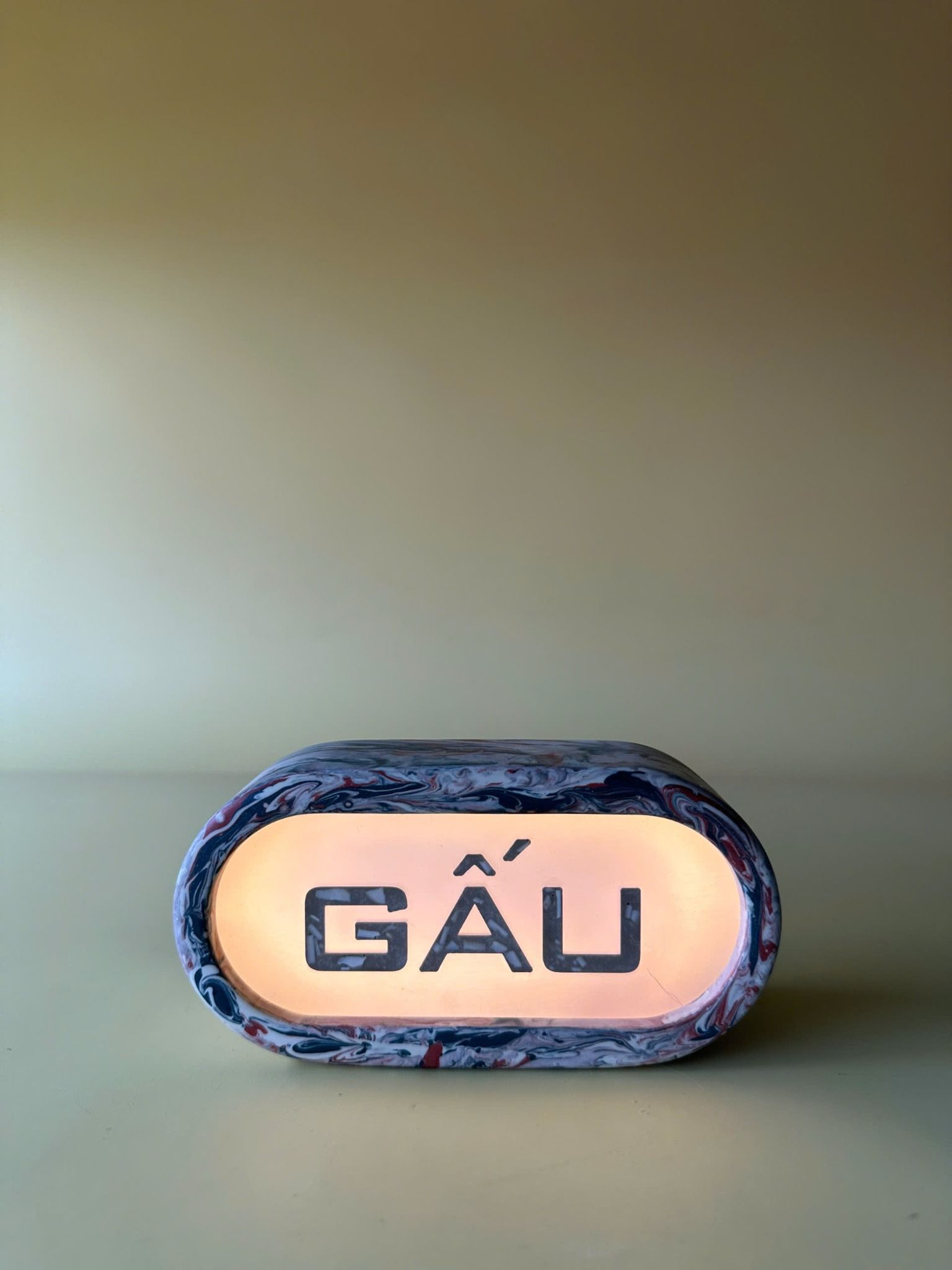 Đèn Jesmonite Lightbox - Mini Oval - Custom chữ / màu sắc
