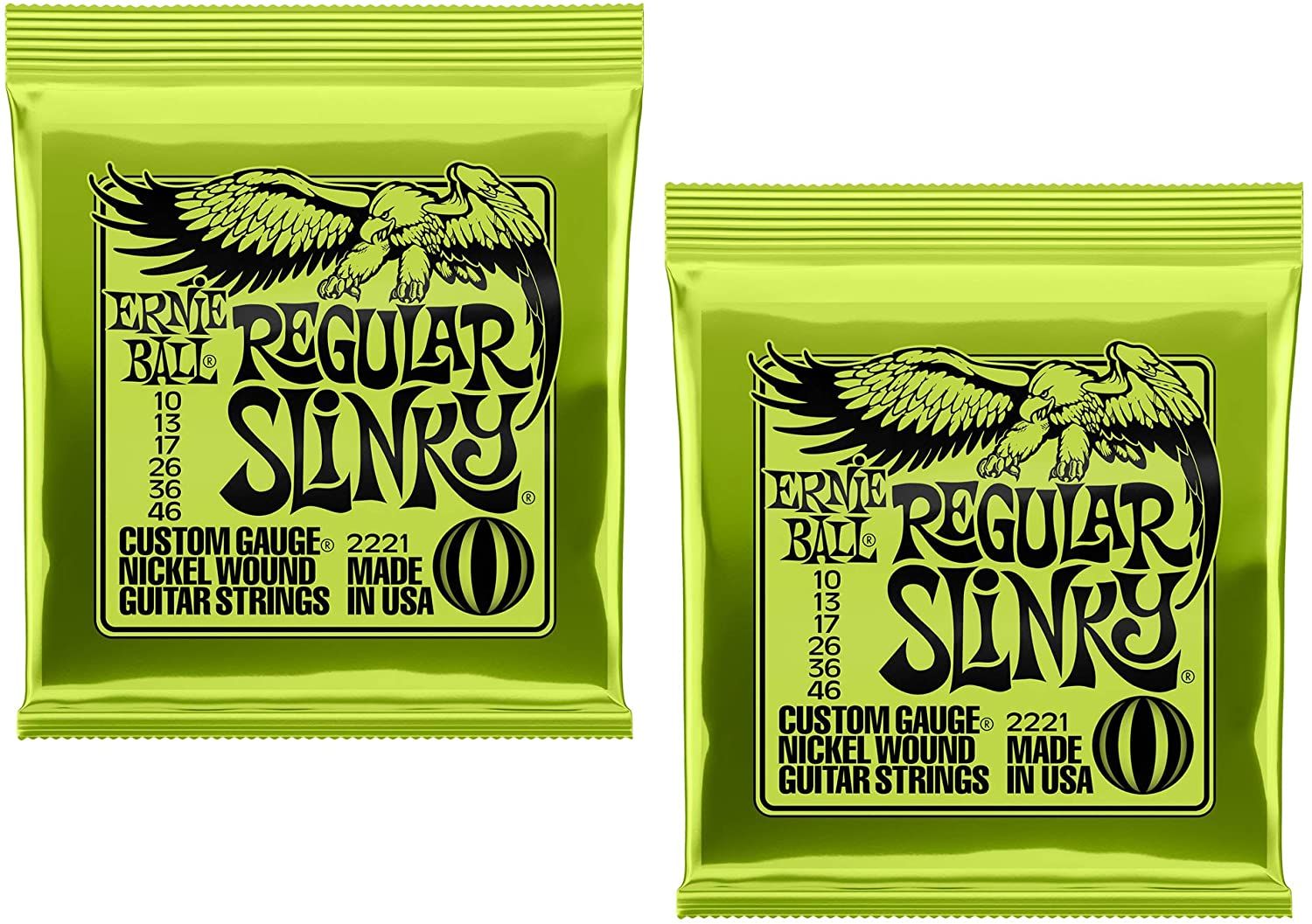  Ernie Ball Regular Slinky Nickel Wound Electric Guitar Strings, 10-46 -- P02221 