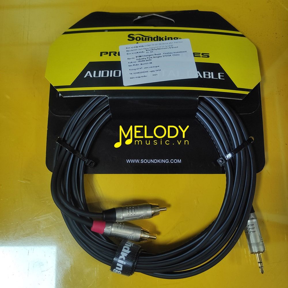  SOUNDKING BJJ322-3M Dây jack 2 đầu bông sen 1 đầu 3 ly, 3M 