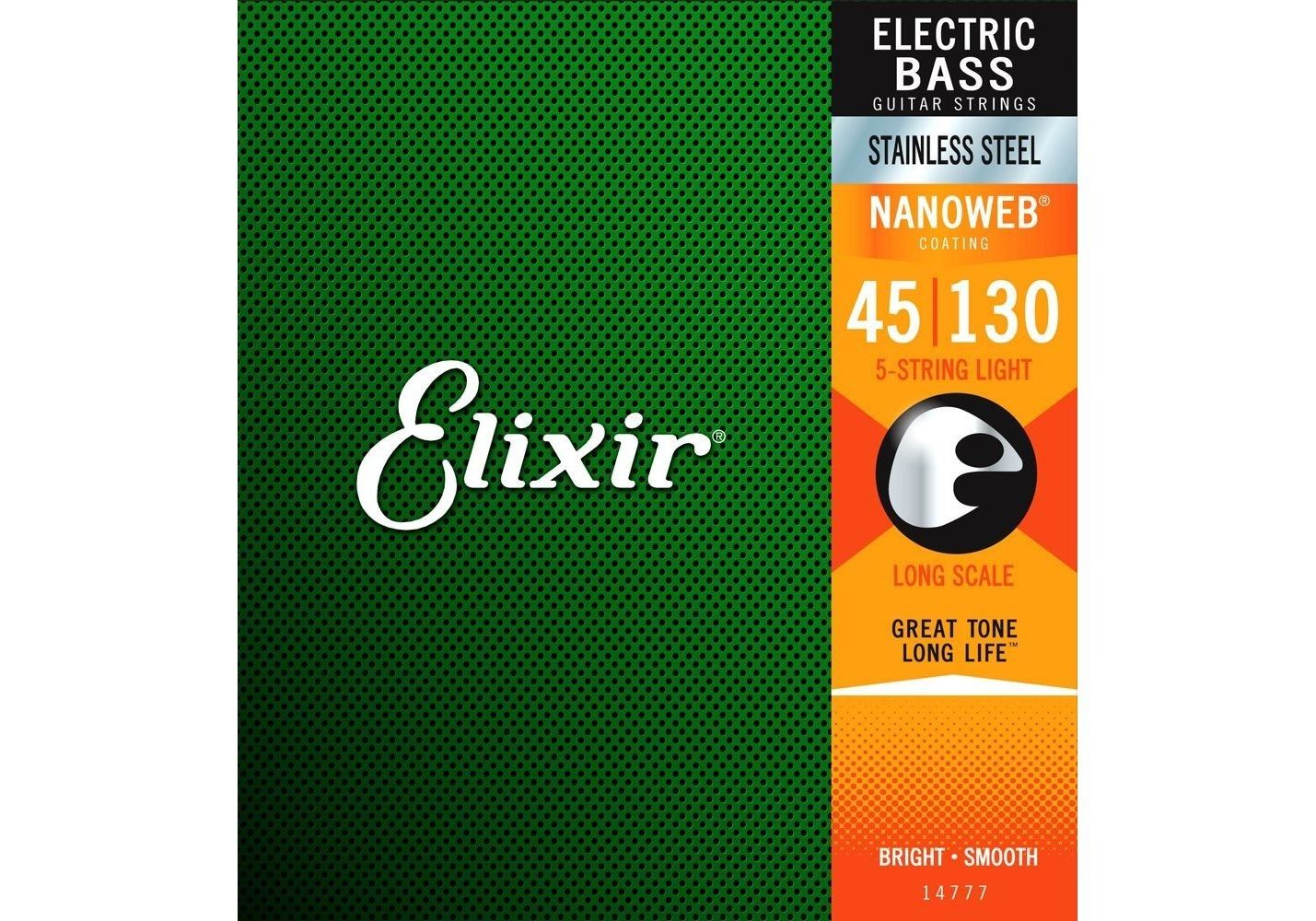  ELIXIR - 14777 - Dây đàn Guitar - Elixir- Strings Bass 5S SS Med Xlng 045 130 set 