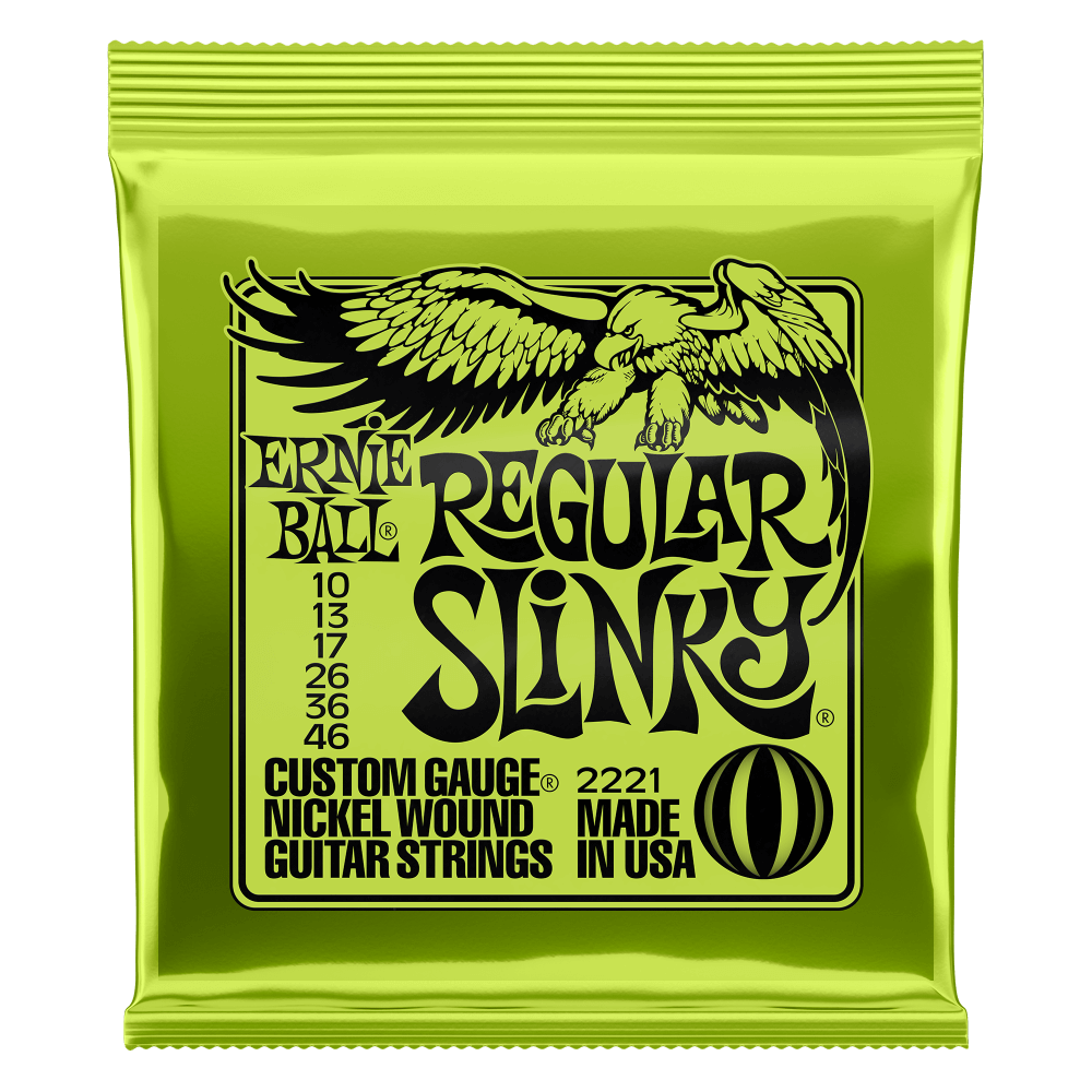  Ernie Ball Regular Slinky Nickel Wound Electric Guitar Strings, 10-46 -- P02221 