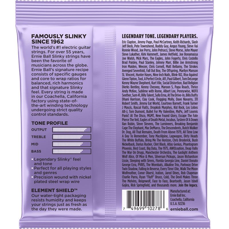  Ernie Ball Regular Slinky Nickel Wound Electric Guitar Strings, 10-48 -- P02227 