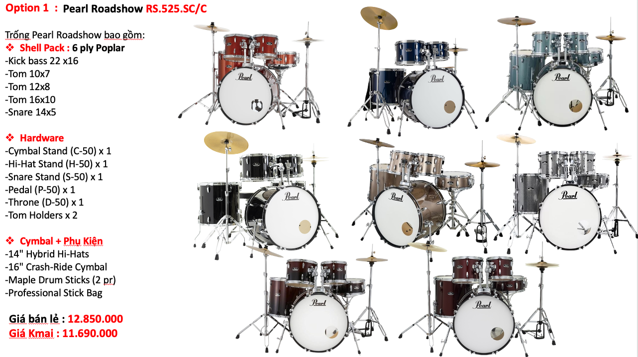 Trống Cơ Pearl Roadshow RS525