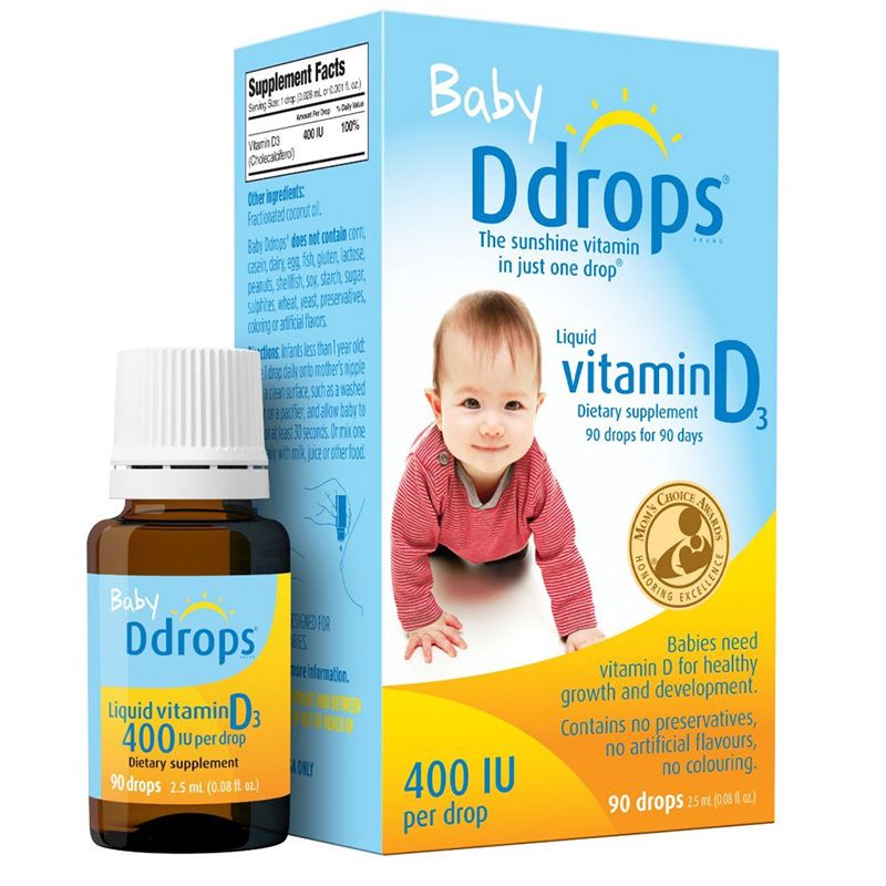 Baby Ddrops Vitamin D3 400IU 90 giọt của Mỹ cho trẻ sơ sinh dưới 1 tuổi