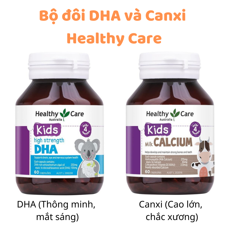 Bộ đôi DHA và Canxi Healthy Care cho bé Úc