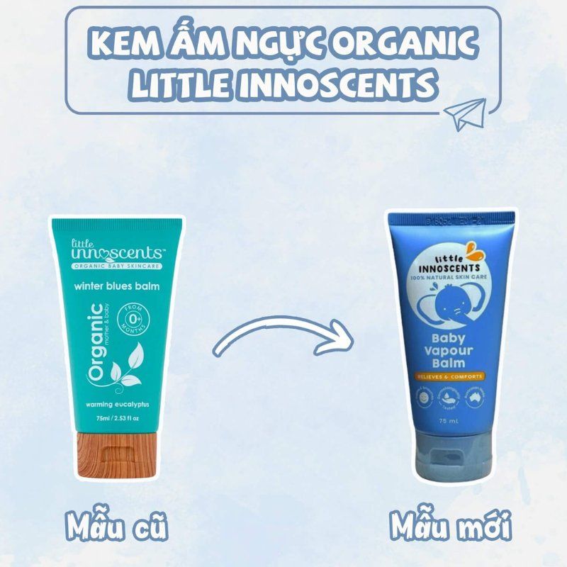 Dầu bôi ấm ngực Little Innoscents Organic 75ml cho bé sơ sinh của Úc mẫu mới